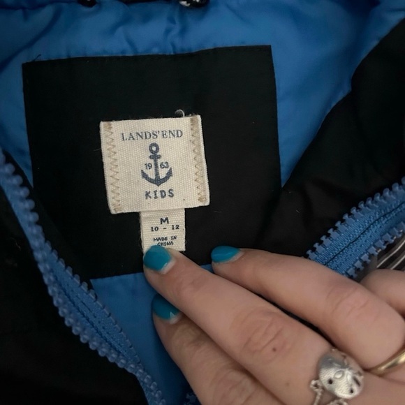 Lands End Black Puffer Winter Jacket Size Medium (10-12) - Picture 3 of 3